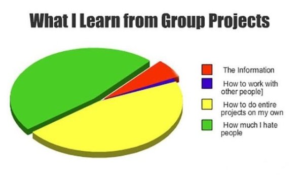 Relatable meme on hate group projects - What I Learn from Group Projects The Information How to work with other people How to do entire projects on my own How much I hate people