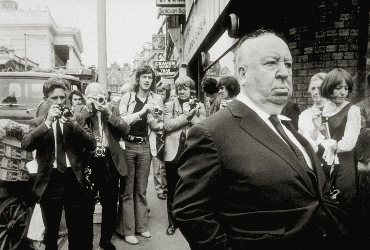Alfred Hitchcock during the Frenzy shooting