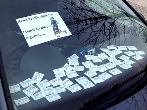 windshield notes - Hello Traffic Warden, I want to play a game...... Bsc