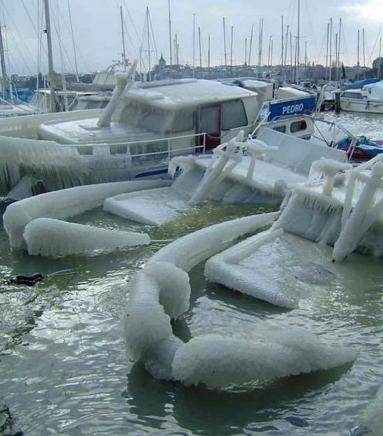 boat in frozen water