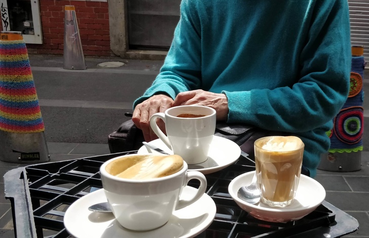 “My sister took this photo of our coffees just as the table got knocked.”