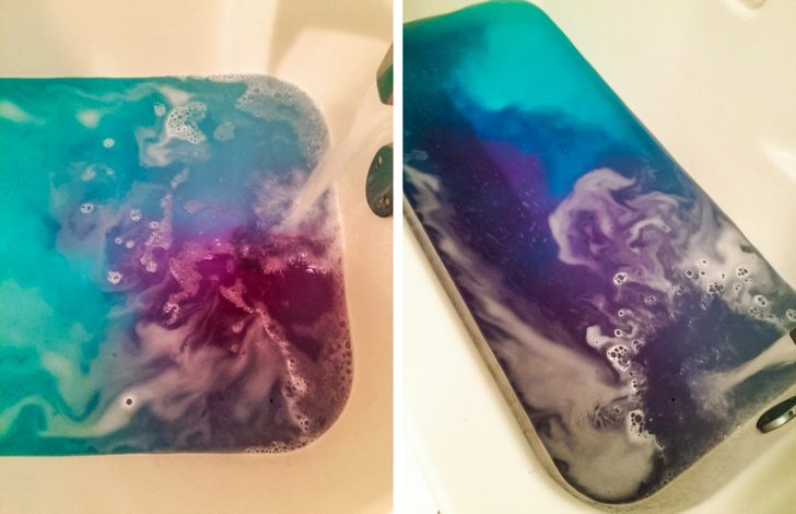 This looks like an iPhone even though it’s just water in the bathtub.