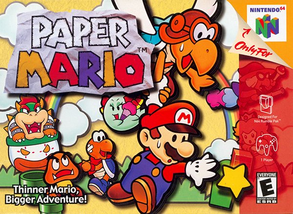 gaming paper mario box art - Nintendo 64 Paper Lcm Only For Tm Designed for N64 Rumble Pak Everyone Thinner Mario, Bigger Adventure! Estre
