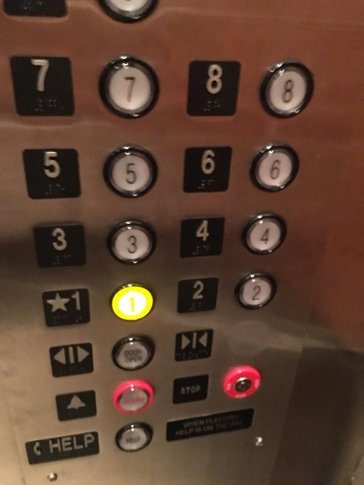 “The close-door button fell off, revealing it was never connected to the control panel.”