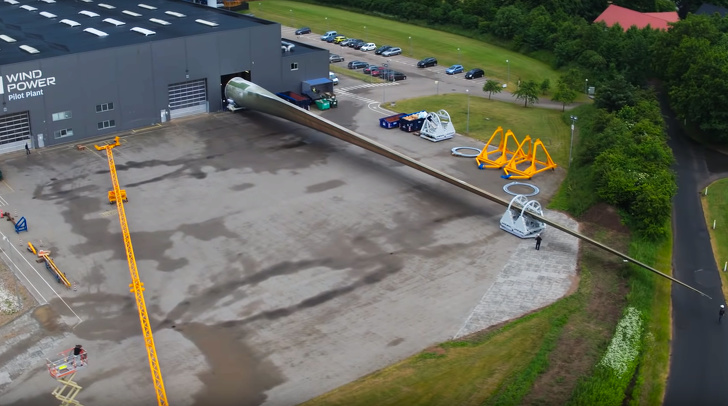 This is the world’s longest wind turbine blade. It’s 290 feet long.