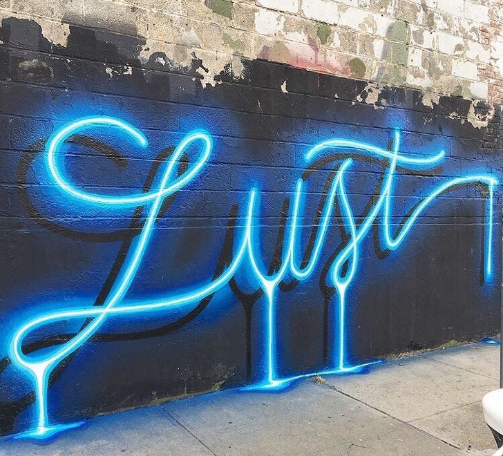 It’s not a neon sign, it’s graffiti.