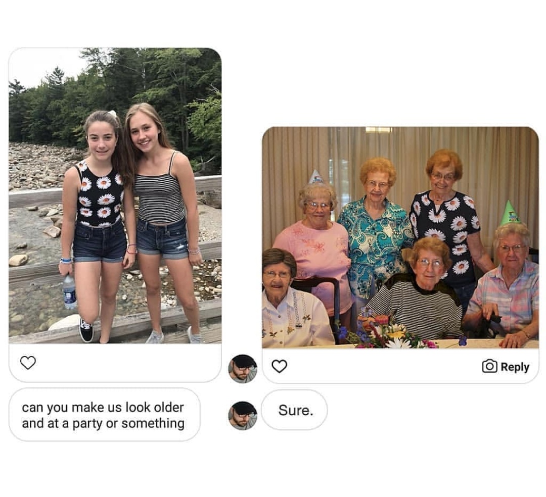 james fridman - can you make us look older and at a party or something Sure.