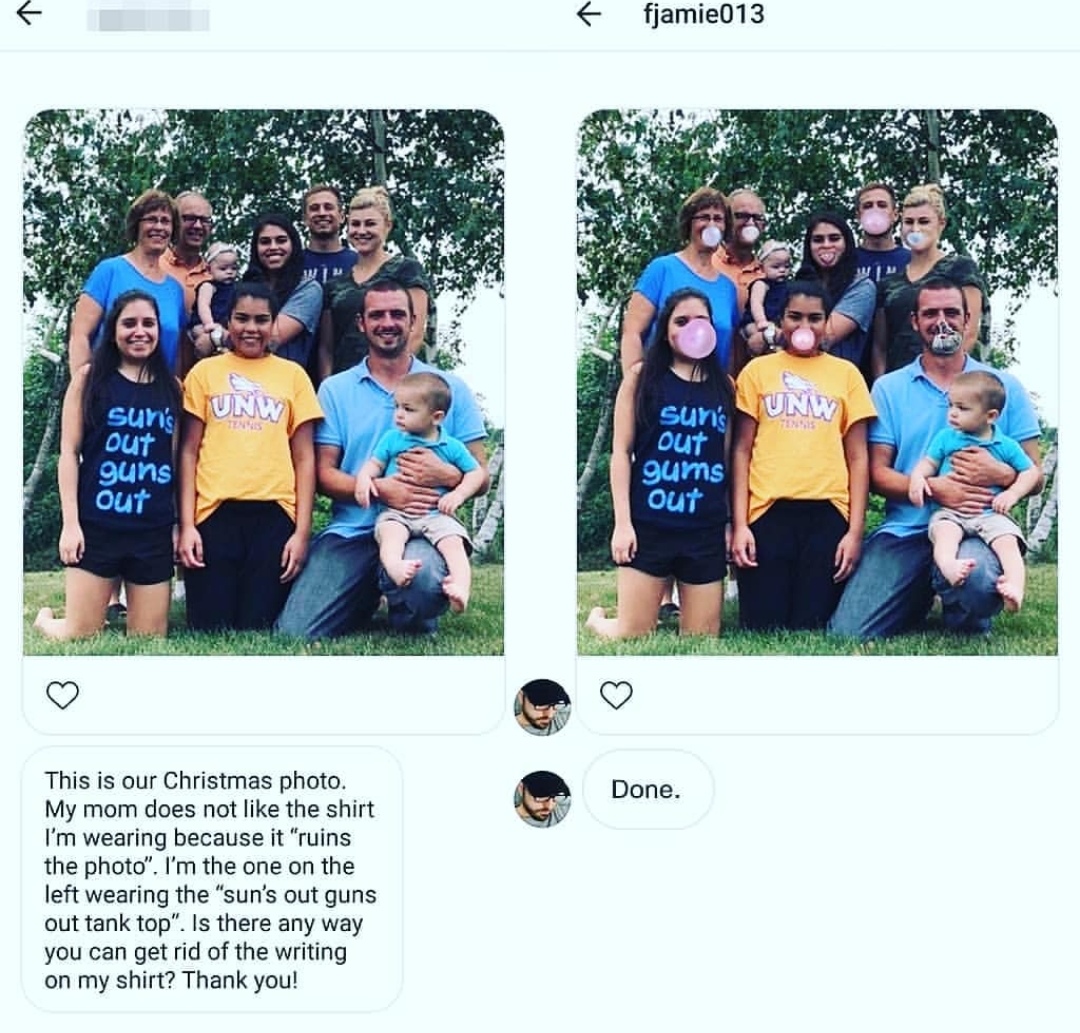 james fridman - f fjamie013 Unw Vunw Sun's out guns out Suri's out gums out Done. This is our Christmas photo. My mom does not the shirt I'm wearing because it "ruins the photo". I'm the one on the left wearing the "sun's out guns out tank top". Is there 