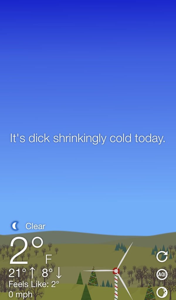dirty pic sky - It's dick shrinkingly cold today. Clear Te 21 1 80 | Feels 2 o mph