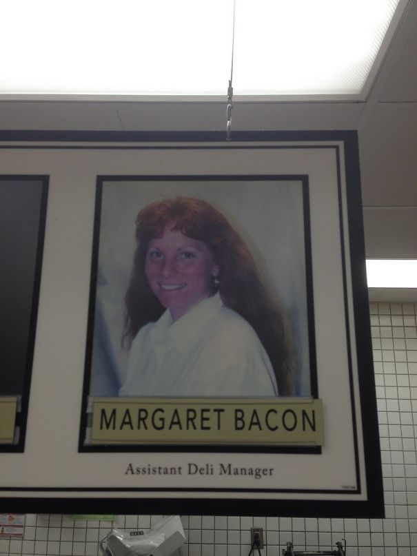 funny name poster - Margaret Bacon Assistant Deli Manager