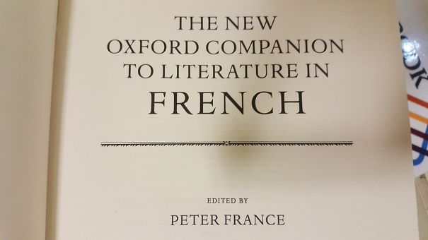 funny name book - The New Oxford Companion To Literature In French Edited By Peter France