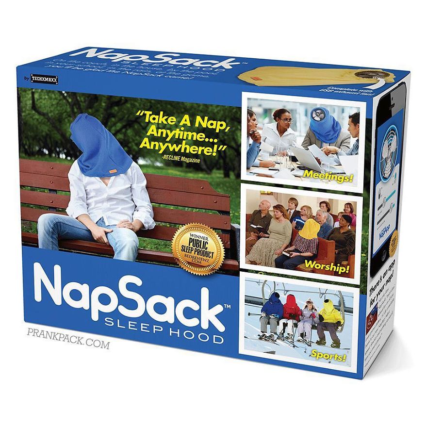 nap sack - by Tecexmbok "Take A Nap Anytime... Anywhere!" Recline Magazine Meetings Winner Public Sleep Product Bedriviewz Worship! NapSack Sleep Hood Prankpack.Com ? Sports!