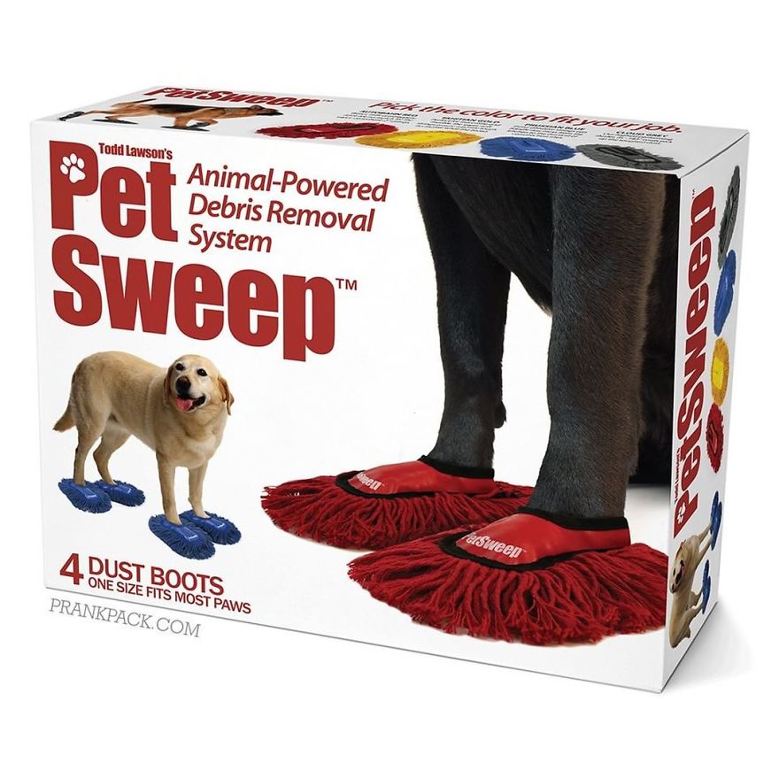 pet sweep - S Todd Lawson's AnimalPowered Debris Removal System Sweep A Dust Boots One Size Fits Most Paws Prankpack.Com