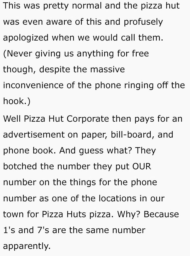 reddit meme - adult teacher jokes - This was pretty normal and the pizza hut was even aware of this and profusely apologized when we would call them. Never giving us anything for free though, despite the massive inconvenience of the phone ringing off the 