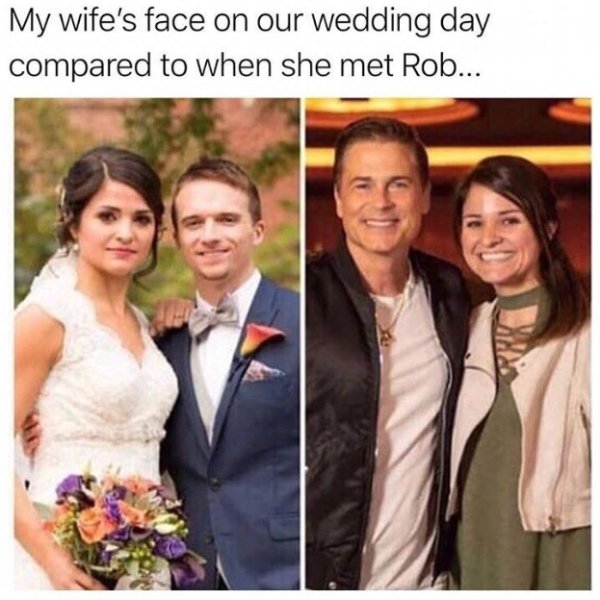 memes - rollo tomassi wife - My wife's face on our wedding day compared to when she met Rob...