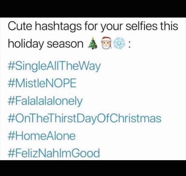 memes - diagram - Cute hashtags for your selfies this holiday season 4 Alone Good