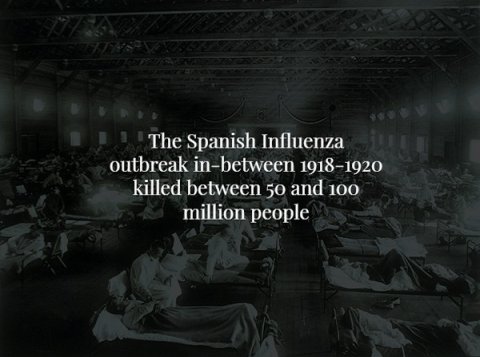 spanish flu - The Spanish Influenza outbreak inbetween 19181920 killed between 50 and 100 million people