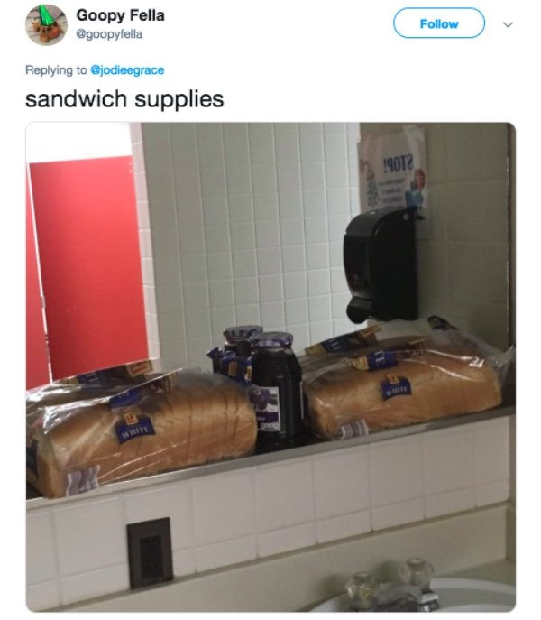 Bathroom - Goopy Fella sandwich supplies