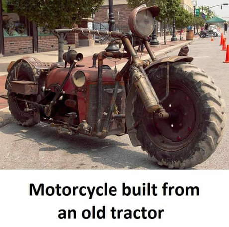 tractor motorcycle bike - Motorcycle built from an old tractor