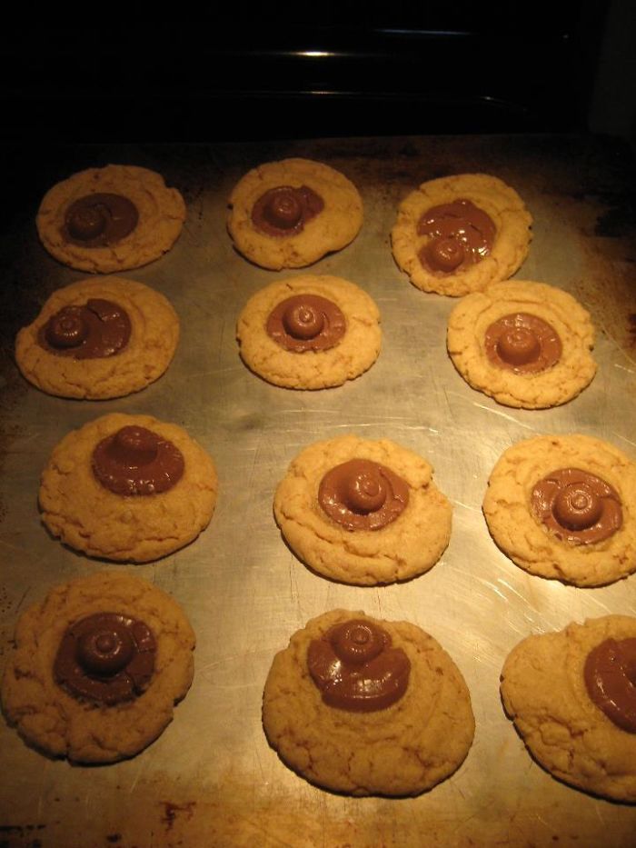 peanut butter cookies with chocolate bells -