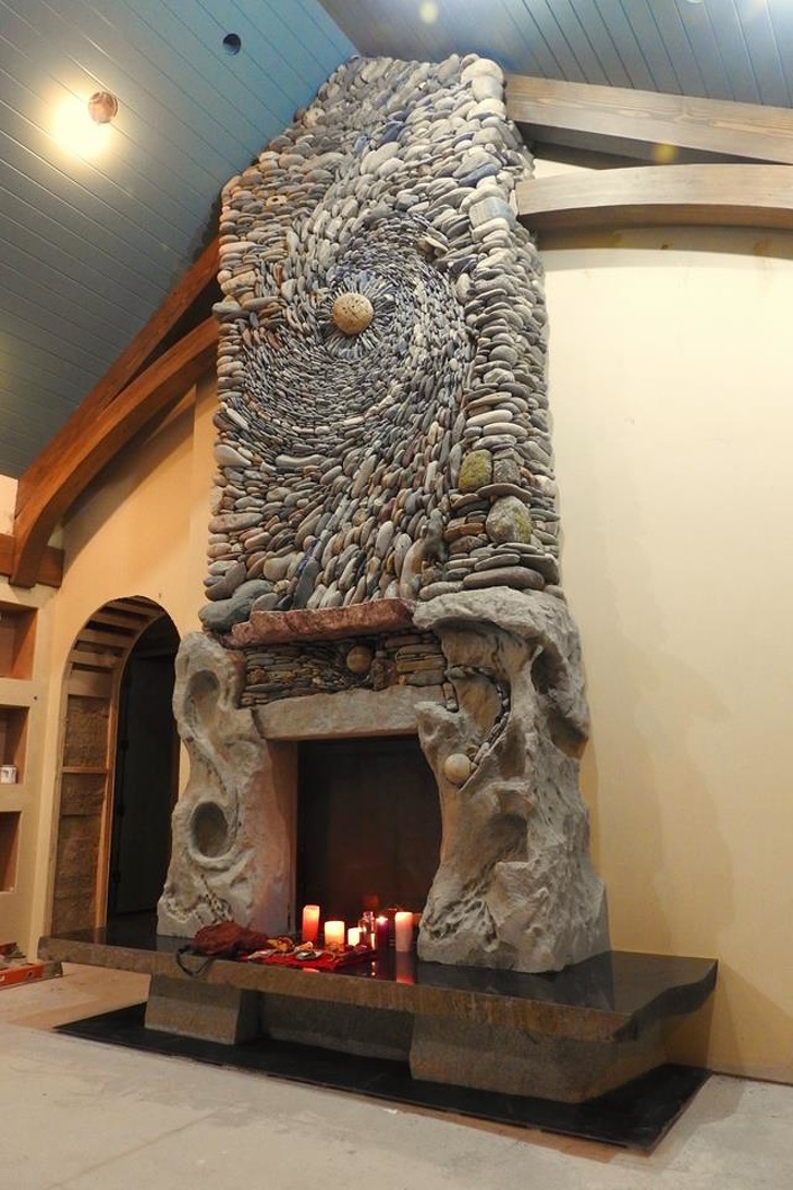 A fireplace piece of art