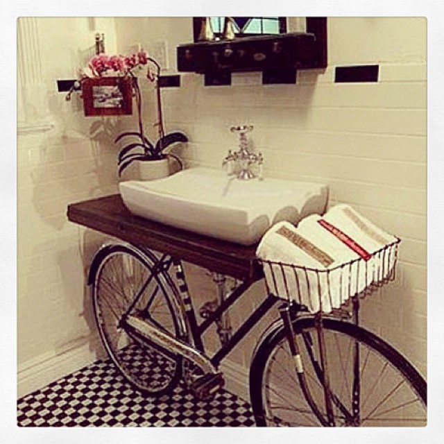 Your old bicycle can be your new sink.