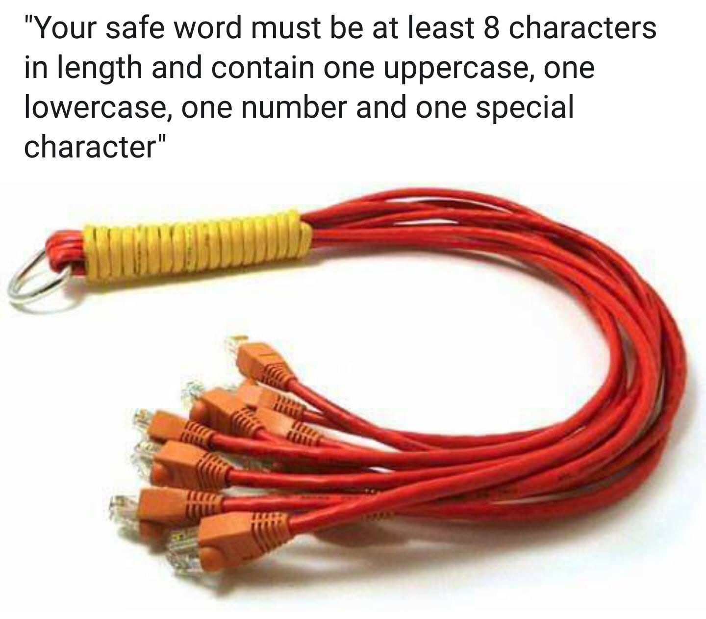 your safe word must be at least 8 characters - "Your safe word must be at least 8 characters in length and contain one uppercase, one lowercase, one number and one special character"