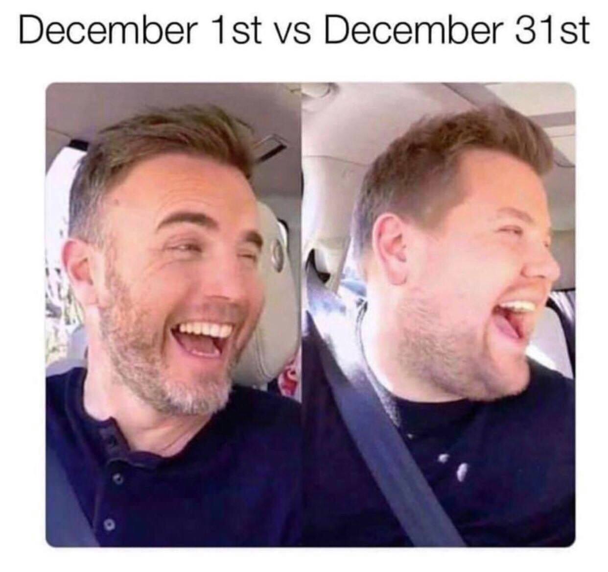 all inclusive meme - December 1st vs December 31st