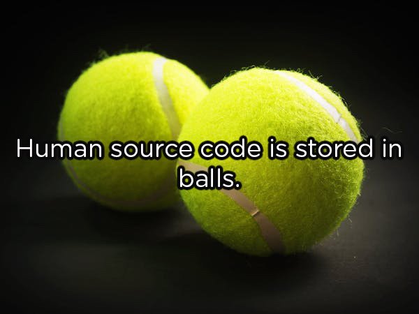 tennis ball - Human source code is stored in balls.