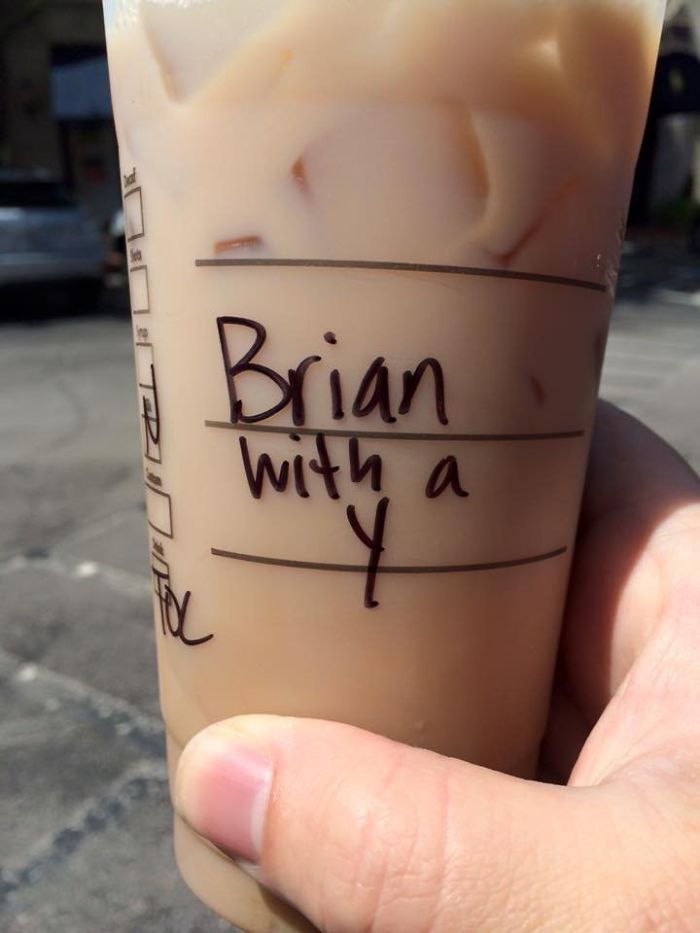 brian with ay starbucks - Brian with a