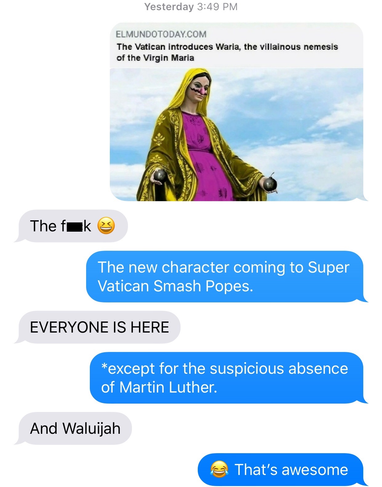memes - web page - Yesterday Elmundotoday.Com The Vatican introduces Waria, the villainous nemesis of the Virgin Maria The fak The new character coming to Super Vatican Smash Popes. Everyone Is Here except for the suspicious absence of Martin Luther. And 