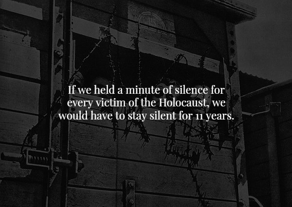 wtf facts - anti semitism holocaust - If we held a minute of silence for every victim of the Holocaust, we would have to stay silent for 11 years.