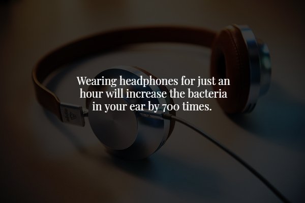 wtf facts - headphones - Wearing headphones for just an hour will increase the bacteria in your ear by 700 times.