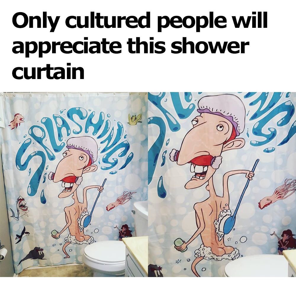memes - cartoon - Only cultured people will appreciate this shower curtain Opsh . O oCo