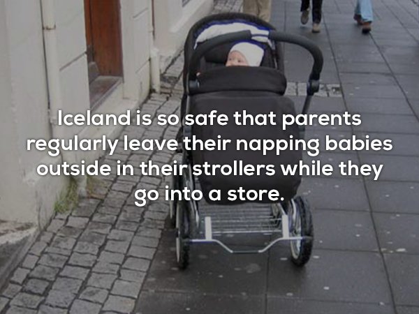 bicycle accessory - Iceland is so safe that parents regularly leave their napping babies outside in their strollers while they go into a store
