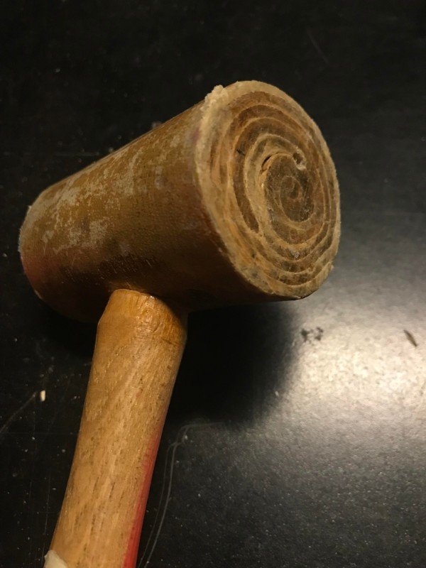 A leather mallet.