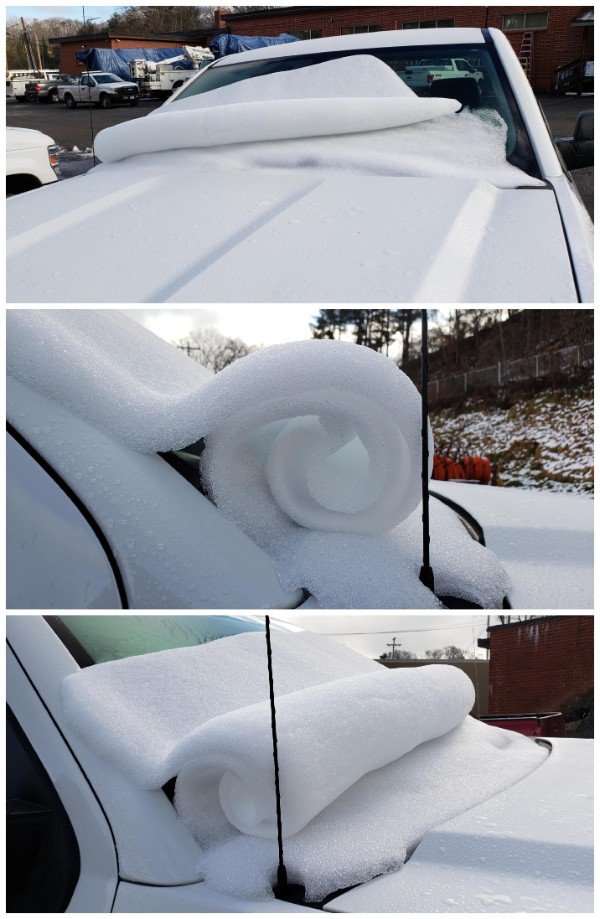 “The way the snow rolled off my windshield”