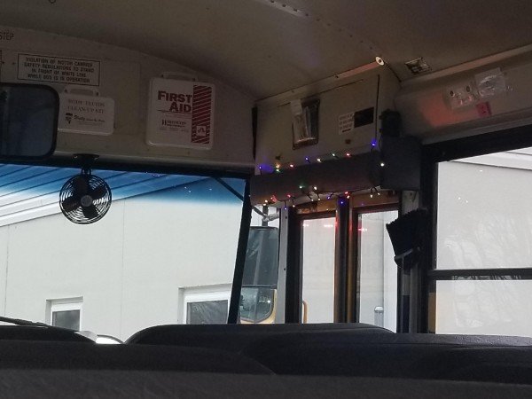 “My bus driver put up Christmas lights.”