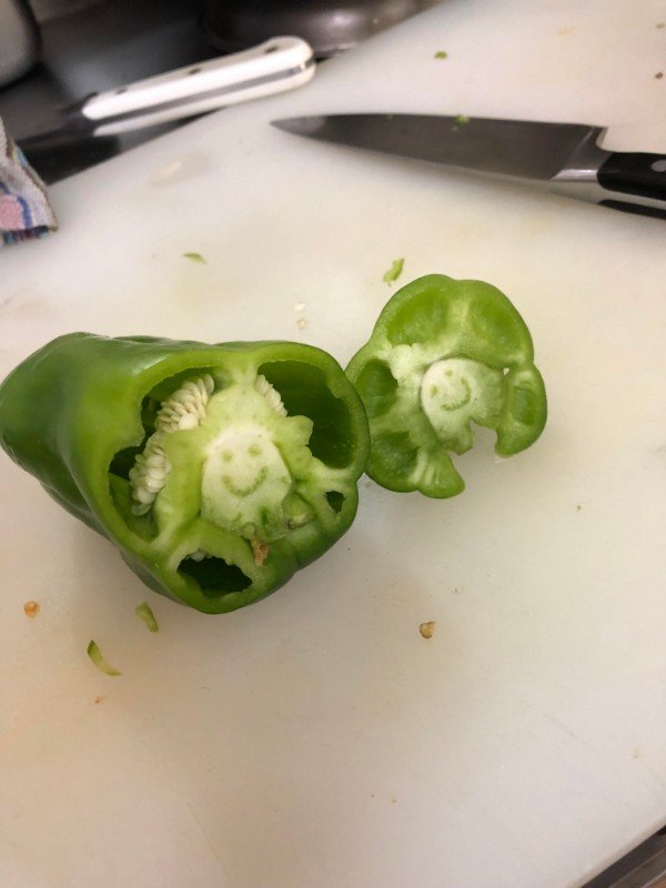 “I cut a capsicum and it looks like it’s smiling.”