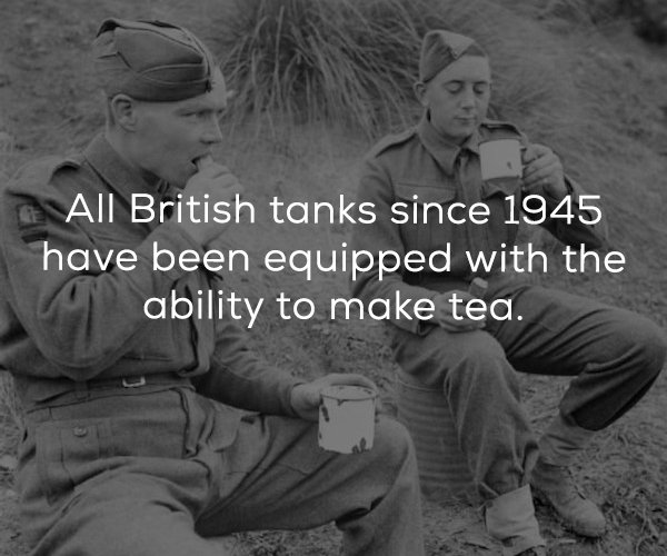 Soldier - All British tanks since 1945 have been equipped with the ability to make tea.
