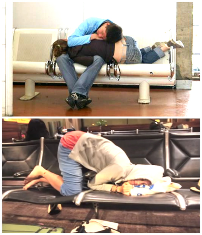 sleeping positions airport