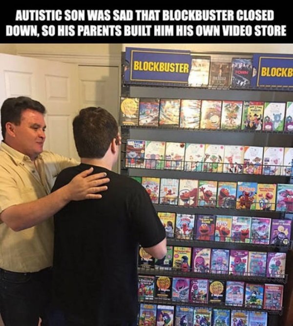 autistic kid blockbuster - Autistic Son Was Sad That Blockbuster Closed Down, So His Parents Built Him His Own Video Store Blockbuster Blockb