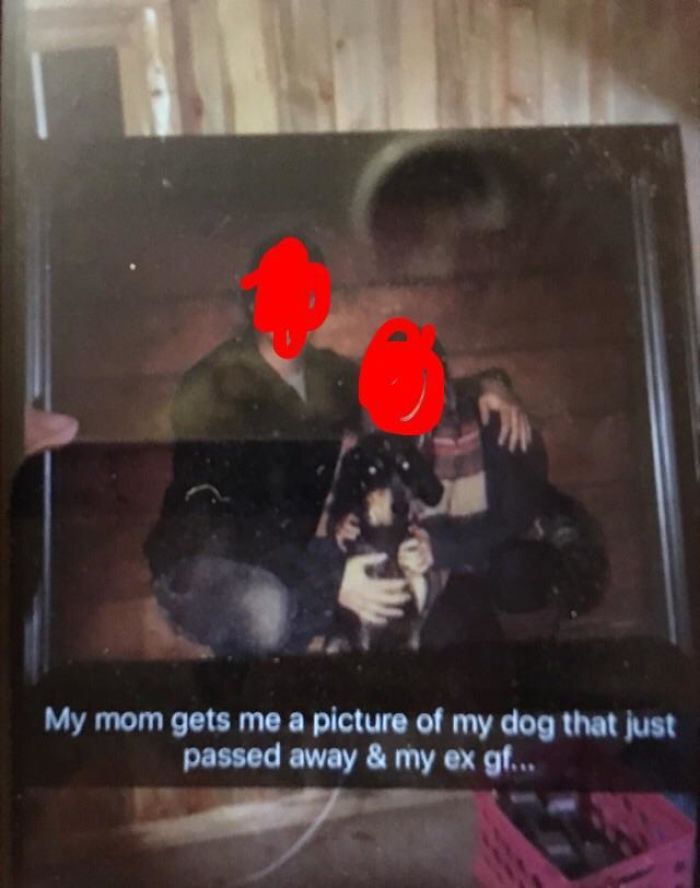 photo caption - My mom gets me a picture of my dog that just passed away & my ex gf...