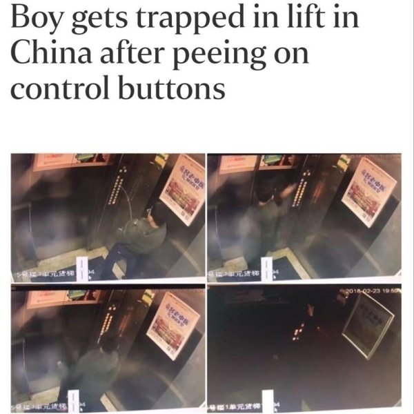 chinese boy elevator pee - Boy gets trapped in lift in China after peeing on control buttons False 0223 19 Islam