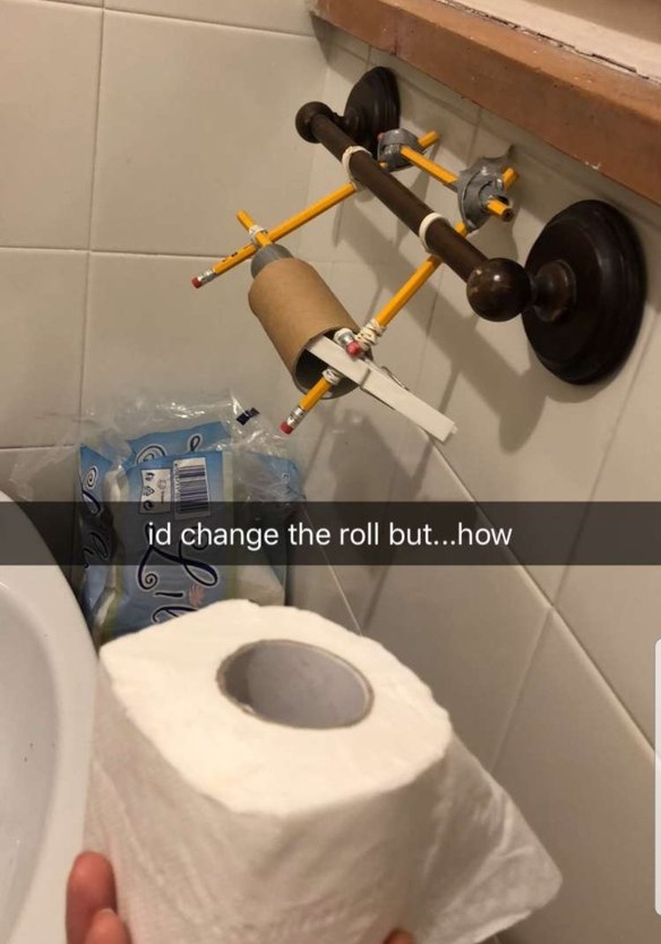 When changing the toilet paper roll can be a real challenge