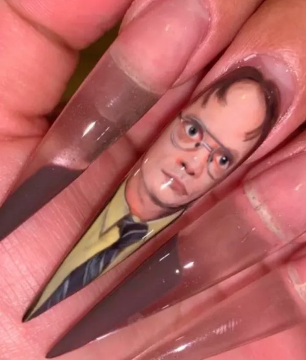 cursed image - dwight schrute nails