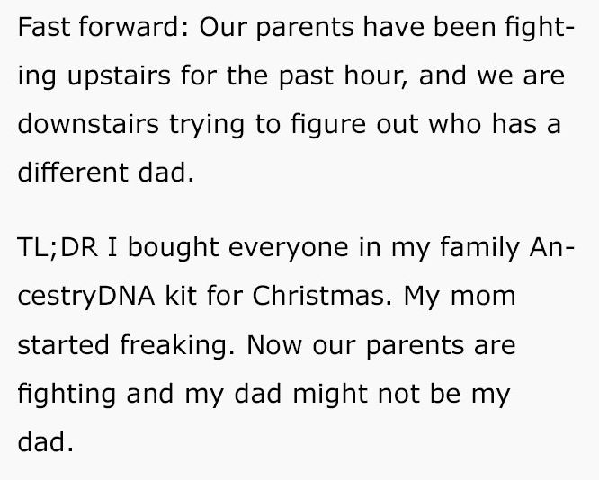 Guy buys DNA test for Christmas and changes their lives forever