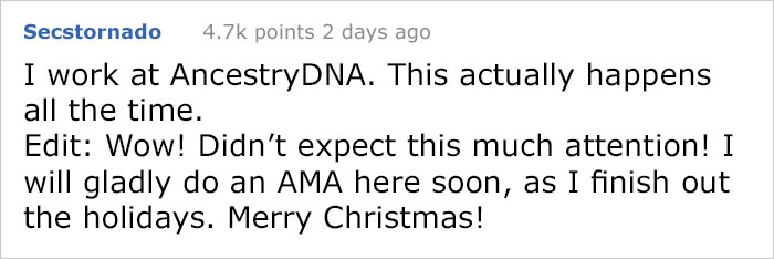 Guy buys DNA test for Christmas and changes their lives forever