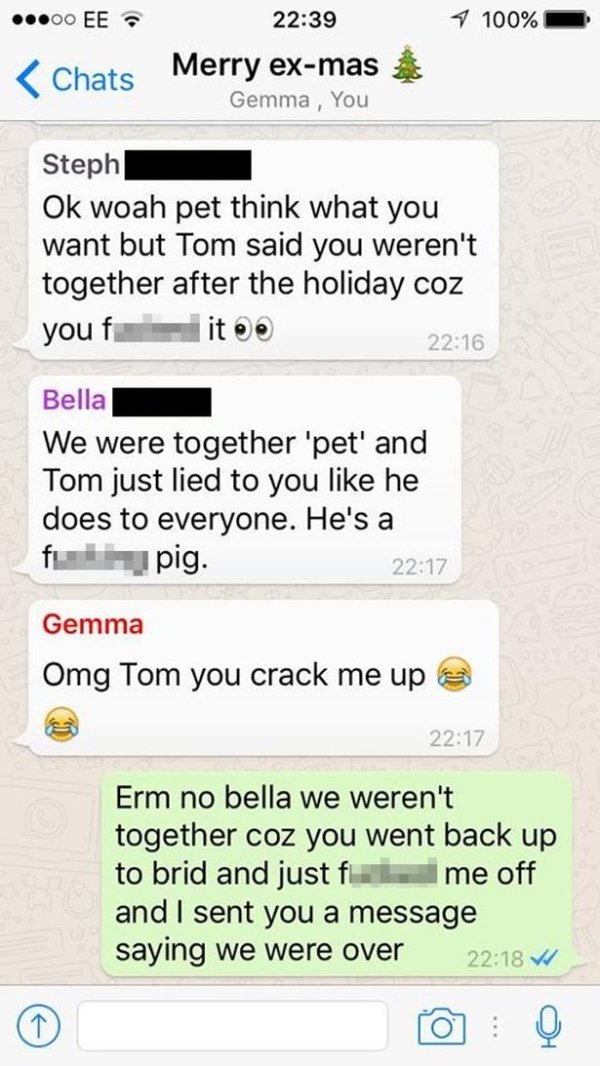 Brave man makes group chat with all his past girlfriends