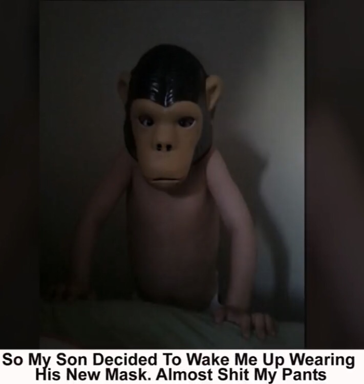 monkey - So My Son Decided To Wake Me Up Wearing His New Mask. Almost Shit My Pants